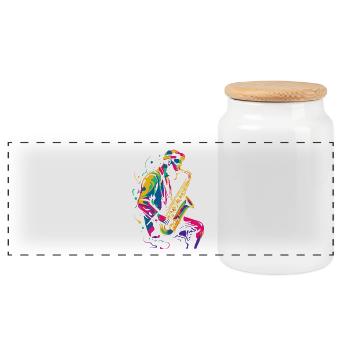 Look saxophoniste des années 90 - Boîte à biscuits avec couvercle en bois - blanc - Devant