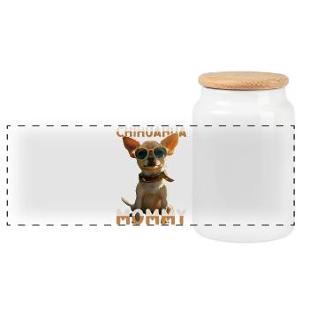 Chihuahua Maman Maman Mère Fête des Mères Chihuahuas - Boîte à biscuits avec couvercle en bois - blanc - Devant