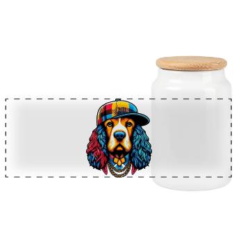 Hund - Panorama Keksdose mit Holzdeckel - Weiß - Vorne