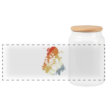Snowboarding Vintage Look - Panoramic Cookie Jar with Wooden Lid - white - Front