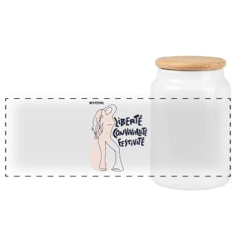 Feel Free Girl - Panoramic Cookie Jar with Wooden Lid - white - Front
