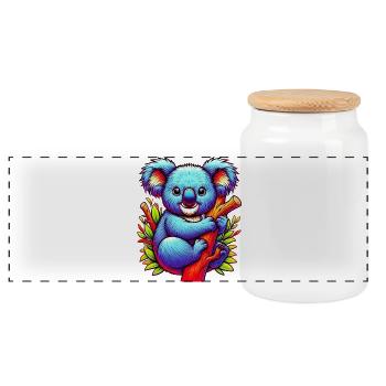 Koala - Panoramic Cookie Jar with Wooden Lid - white - Front