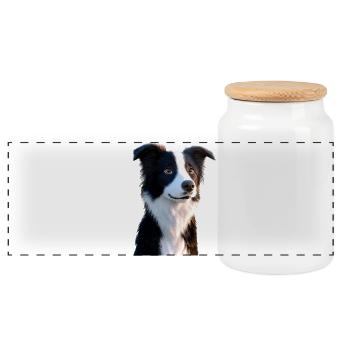 border collie chien amoureux chiot mignons collies - Boîte à biscuits avec couvercle en bois - blanc - Devant