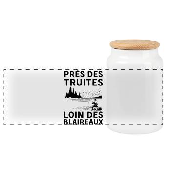 Humour pêche truite - Boîte à biscuits avec couvercle en bois - blanc - Devant