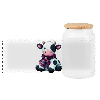 Vache - Boîte à biscuits avec couvercle en bois - blanc - Devant