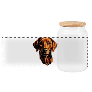 Rhodesian Ridgeback Jagdhund Hunde Stolz Ridgeback - Panorama Keksdose mit Holzdeckel - Weiß - Vorne