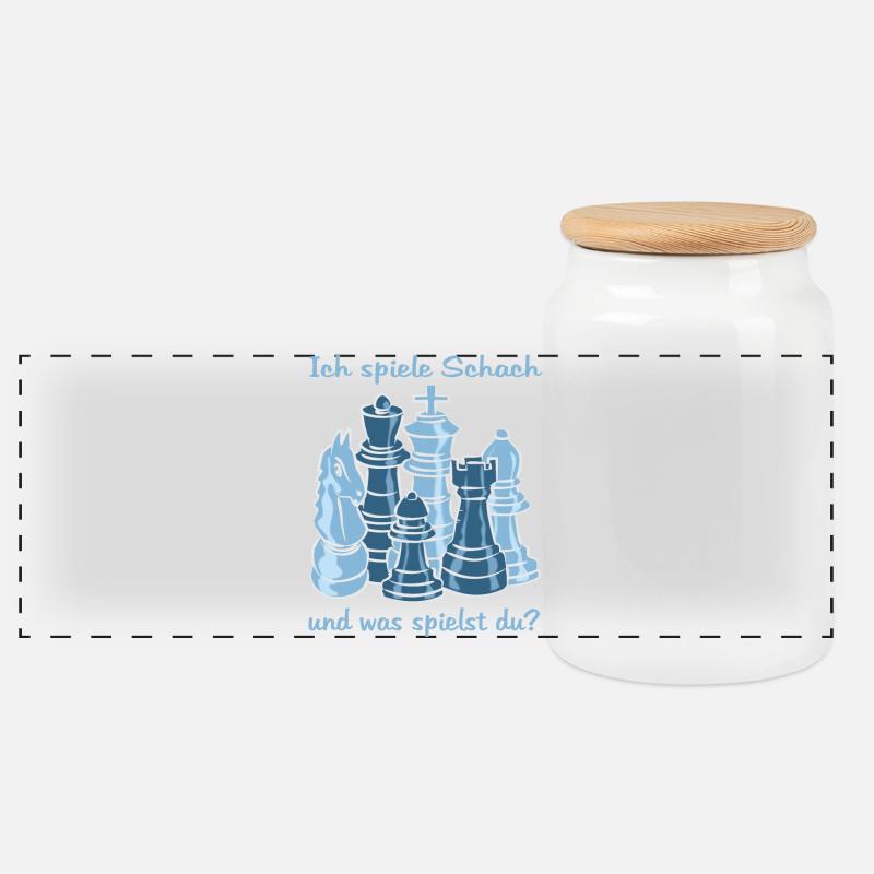 Schach figuren - Panorama Keksdose mit Holzdeckel - Weiß