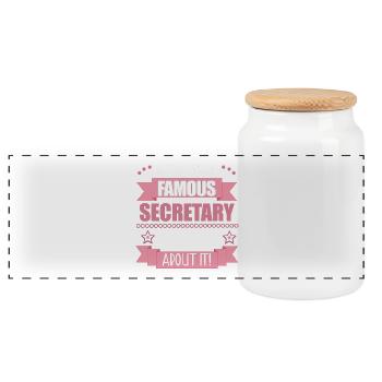 Secretary Profession Office Ladies Gift - Panoramic Cookie Jar with Wooden Lid - white - Front