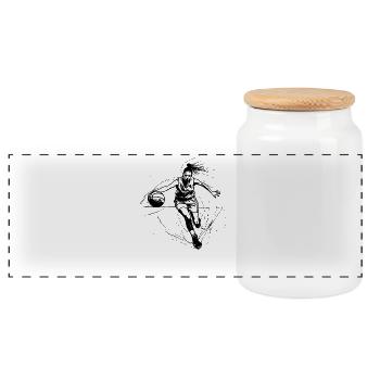 Weiblicher Basketballspieler - Panorama Keksdose mit Holzdeckel - Weiß - Vorne