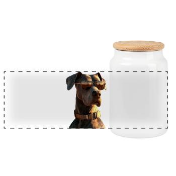 Great Dane Hatz Male Saupacker Great Dane - Panoramic Cookie Jar with Wooden Lid - white - Front
