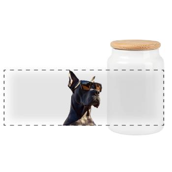 Great Dane Hatz Male Saupacker Great Dane - Panoramic Cookie Jar with Wooden Lid - white - Front