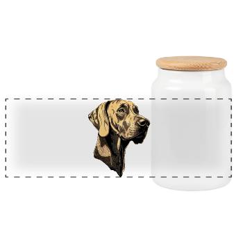 Great Dane Hatz Male Saupacker Great Dane - Panoramic Cookie Jar with Wooden Lid - white - Front