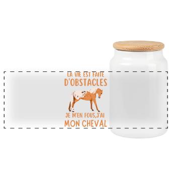 La vie est faite d obstacles j ai mon cheval - Boîte à biscuits avec couvercle en bois - blanc - Devant