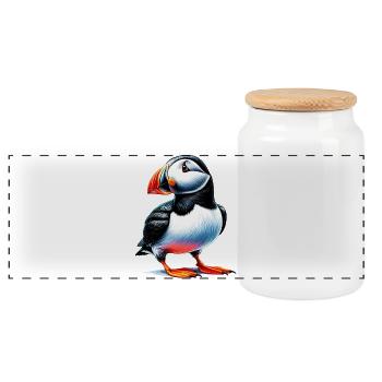 Puffin - Panoramic Cookie Jar with Wooden Lid - white - Front