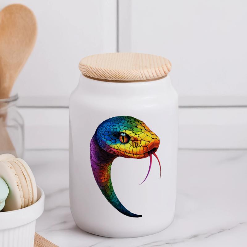 Serpent Python Cobra Mamba Serpent à sonnettes Serpent Boîte à biscuits avec couvercle en bois