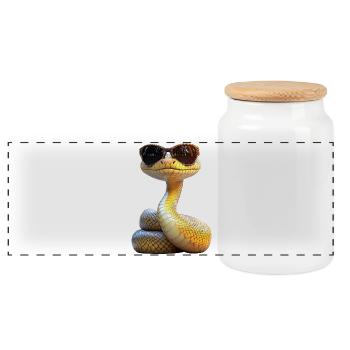Serpent Python Cobra Mamba Serpent à sonnettes Serpent - Boîte à biscuits avec couvercle en bois - blanc - Devant
