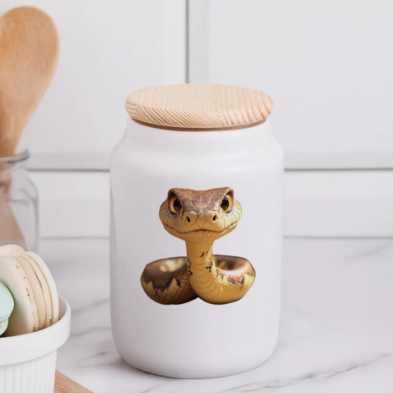 Serpent Python Cobra Mamba Serpent à sonnettes Serpent Boîte à biscuits avec couvercle en bois