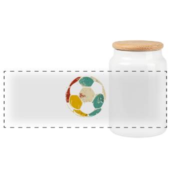 Soccer Illustration - Panoramic Cookie Jar with Wooden Lid - white - Front