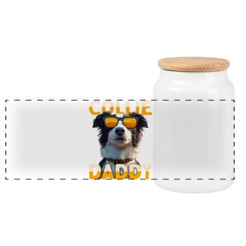 Border Collie Papa Chiens Papa Fête des Pères Collie Papa - Boîte à biscuits avec couvercle en bois - blanc - Devant