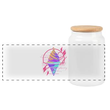 Cornet de crème glacée Synthwave - Boîte à biscuits avec couvercle en bois - blanc - Devant