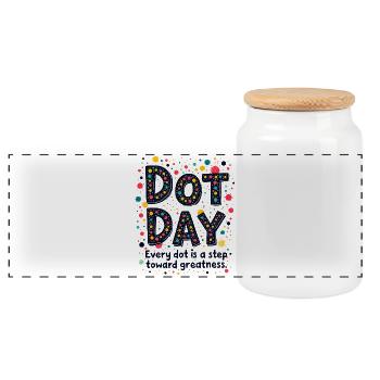 DOT DAY : CHAQUE POINT EST UN PAS VERS LA GRANDEUR - Boîte à biscuits avec couvercle en bois - blanc - Devant