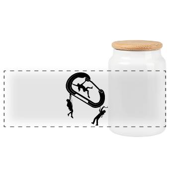 Night Walker Silhouette - Panoramic Cookie Jar with Wooden Lid - white - Front