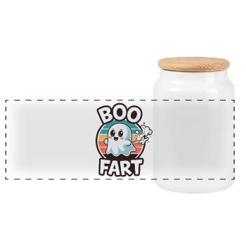 Funny Ghost Farts – Halloween Fun - Panoramic Cookie Jar with Wooden Lid - white - Front
