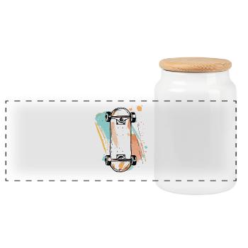 Skateboard Street Art - Boîte à biscuits avec couvercle en bois - blanc - Devant