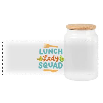 Mittagessen Schule Cafeteria Crew - Panorama Keksdose mit Holzdeckel - Weiß - Vorne