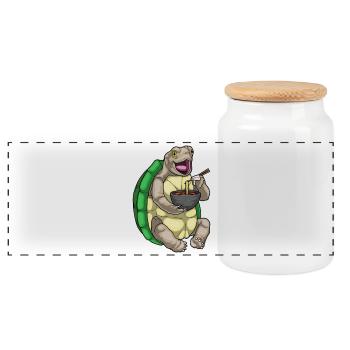 Cuisinière Tortue Cuisinière Cuisinière Cuisinière - Boîte à biscuits avec couvercle en bois - blanc - Devant