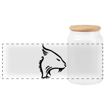 Animal chat tigre panthère (noir) - Boîte à biscuits avec couvercle en bois - blanc - Devant