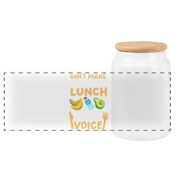 Mittagessen Schule Cafeteria Crew - Panorama Keksdose mit Holzdeckel - Weiß - Vorne