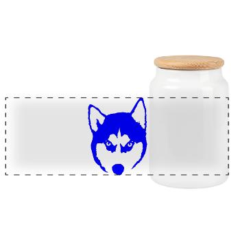 Siberian Husky Hund Sibirischer Schlittenhund - Panorama Keksdose mit Holzdeckel - Weiß - Vorne