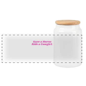 This Funny Save a Horse ride a Cowboy in pink - Panorama Keksdose mit Holzdeckel - Weiß - Vorne
