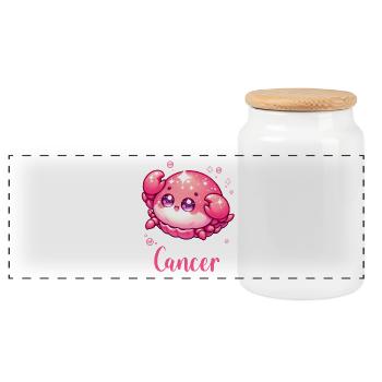 Sweet Cancer Zodiac Astrology Gift - Panoramic Cookie Jar with Wooden Lid - white - Front