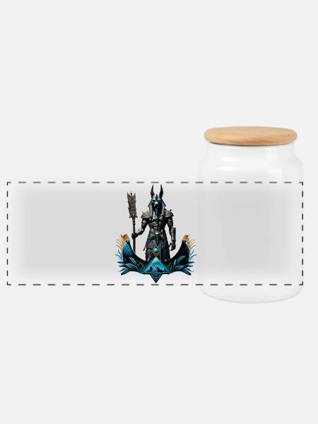Anubis, der Gott der Toten. - Panorama Keksdose mit Holzdeckel - Weiß
