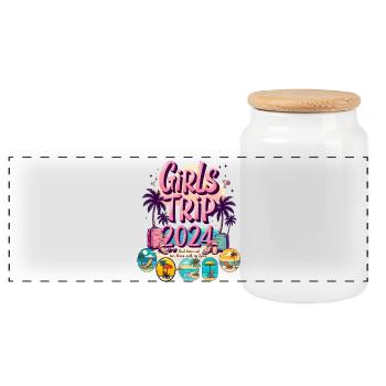 Girls Trip Wochenende 2024 Frauen Mädelsreisen - Panorama Keksdose mit Holzdeckel - Weiß - Vorne