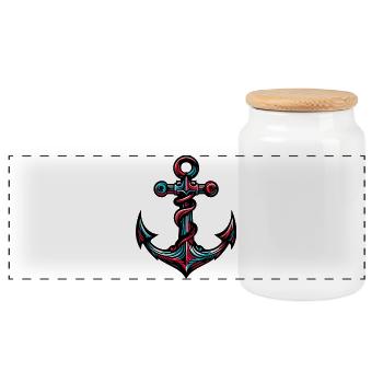 An Anchor - Panoramic Cookie Jar with Wooden Lid - white - Front