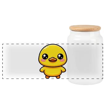 Duckling Duck Duck Duck - Panoramic Cookie Jar with Wooden Lid - white - Front