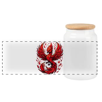Red Phoenix - Panoramic Cookie Jar with Wooden Lid - white - Front