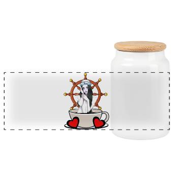 Coffee Break Sailor Sailor Girl Maritime Moin - Panoramic Cookie Jar with Wooden Lid - white - Front