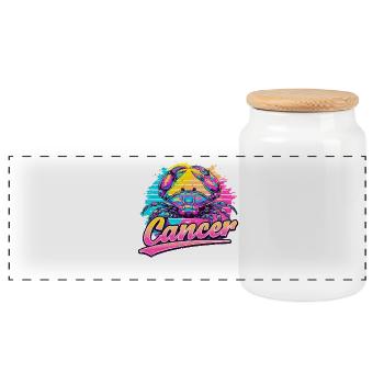 Cancer Horoscope Sign Astrology Vintage Design. - Panoramic Cookie Jar with Wooden Lid - white - Front