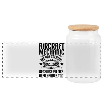 Aircraft mechanic - Panoramic Cookie Jar with Wooden Lid - white - Front