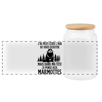 Mais dans ma tête je pense aux marmottes - Boîte à biscuits avec couvercle en bois - blanc - Devant