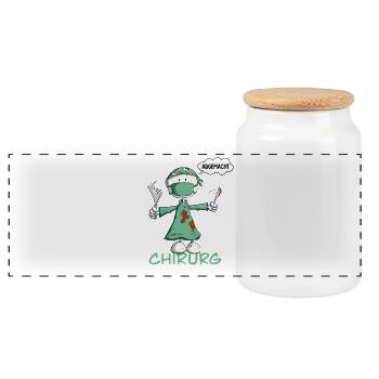 Chirurgien Agree Stick Figure Cartoon - Boîte à biscuits avec couvercle en bois - blanc - Devant
