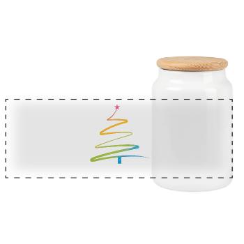 Regenbogen Weihnachtsbaum Aquarell - Panorama Keksdose mit Holzdeckel - Weiß - Vorne