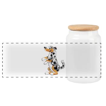 Funny Australian Shepherd - Panoramic Cookie Jar with Wooden Lid - white - Front