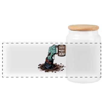 Coffee for Undead Zombie Monster Halloween Design. - Panoramic Cookie Jar with Wooden Lid - white - Front