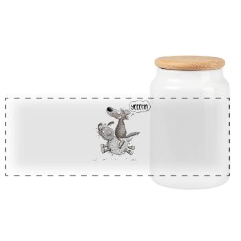 Wolf Rides Sheep For Wolf Wild Animal Lover - Panoramic Cookie Jar with Wooden Lid - white - Front