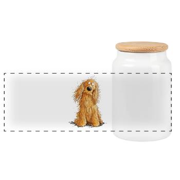 Cocker Spaniel heureux - Boîte à biscuits avec couvercle en bois - blanc - Devant